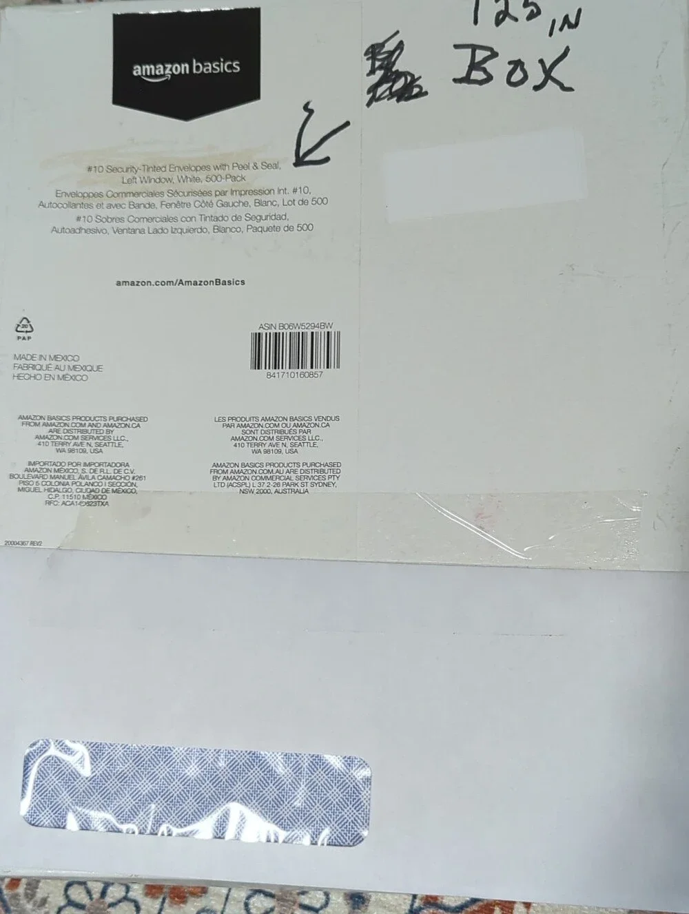 125 x #10 Self-Seal White Business Envelopes with Left Window - 4 1⁄8 x 9 1⁄2
